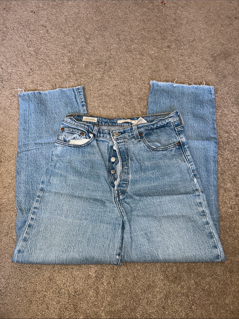 Classic Light Blue Button-Fly Denim Jeans